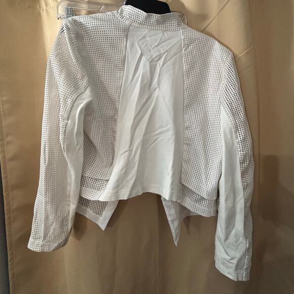 Chico’s Size 2 White Mesh Open Front Jacket Blazer Lightweight Layer - Picture 2 of 3